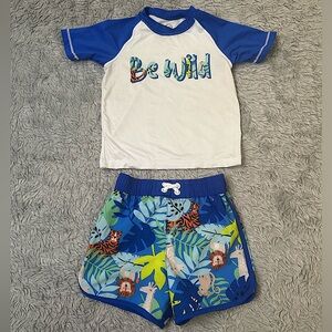 “Be Wild” matching swim top and shorts, Size 18M